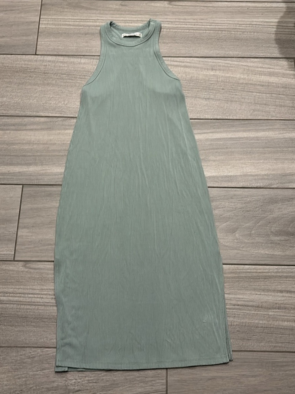 Abercrombie & Fitch Ribbed Midi Dress in Sage